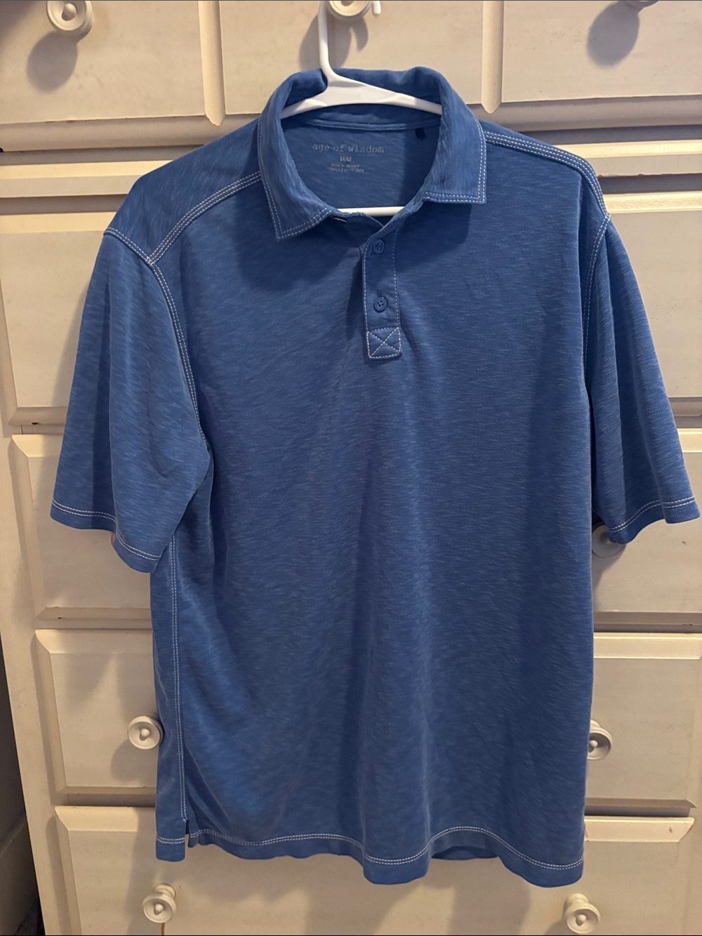 Men's Washed Blue Short-Sleeve Polo Shirt